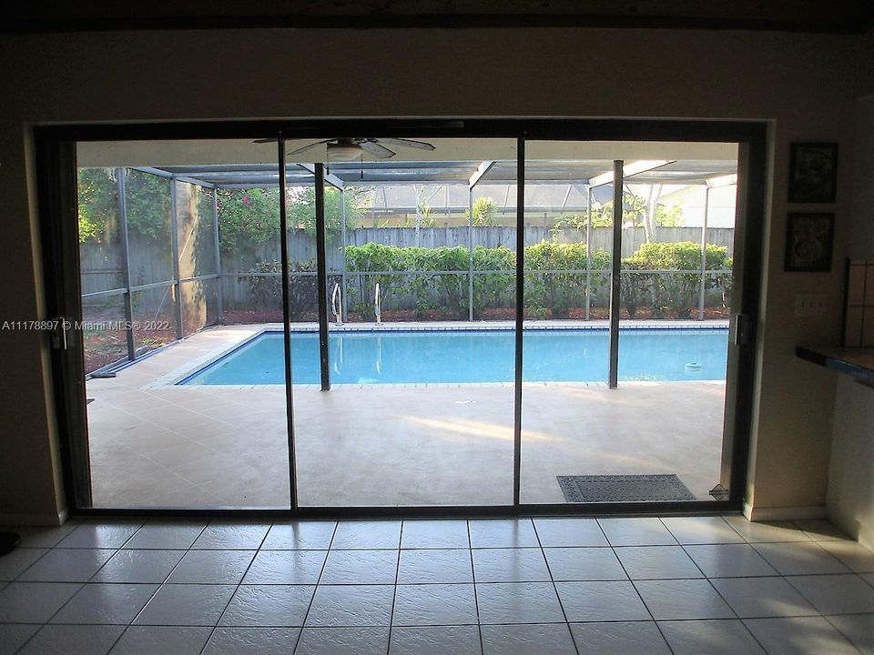 View to Private Pool from family room