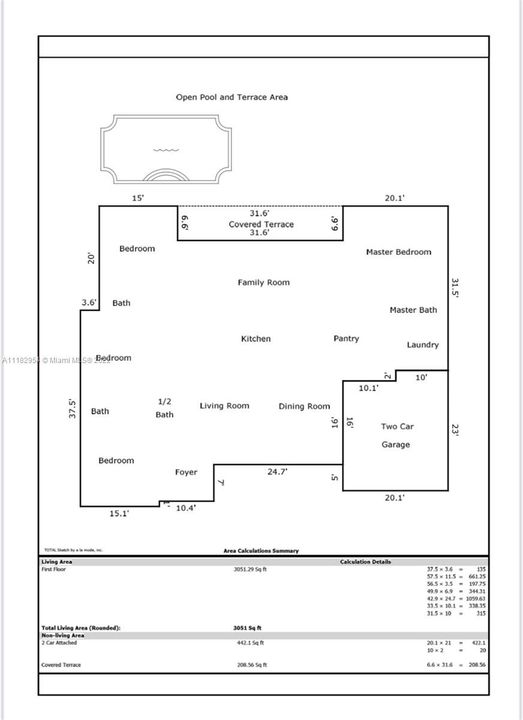 Floor Plan Living Area 3051,29 sq.ft