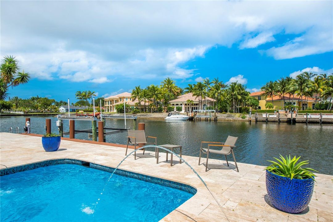 Bright blue pool on a sunny day