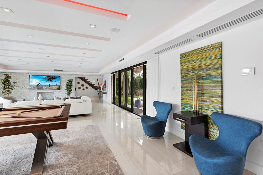 Billiards lounge with designer seating