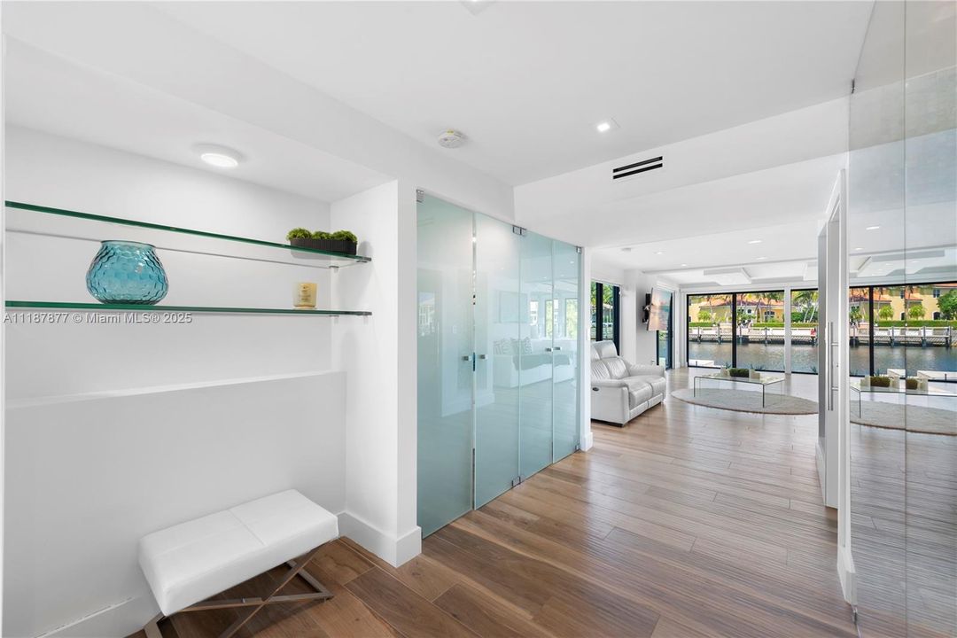 Spa shower corridor with glass glow