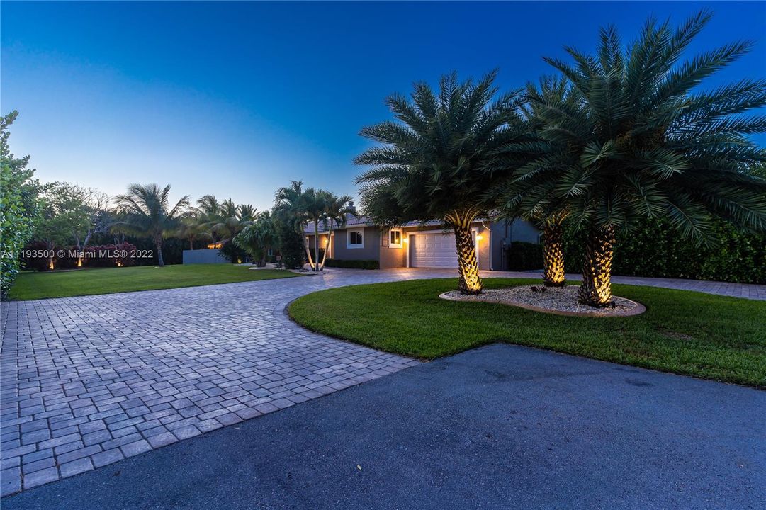 Evening view of front of home