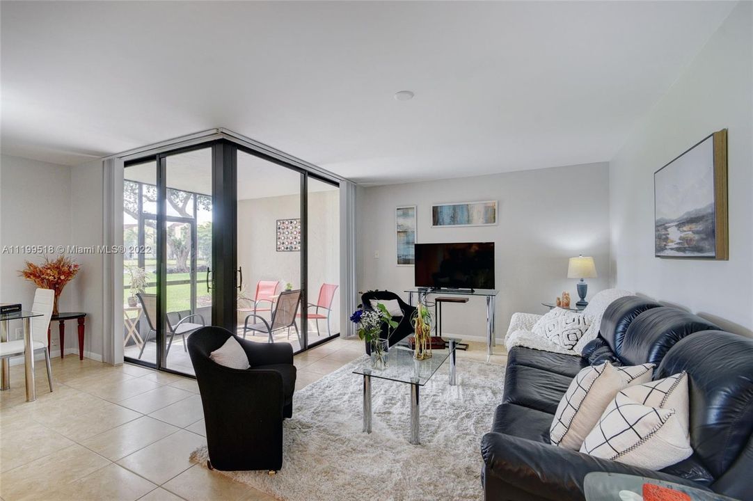 Living room with lake view