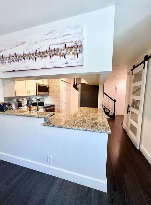 View into kitchen