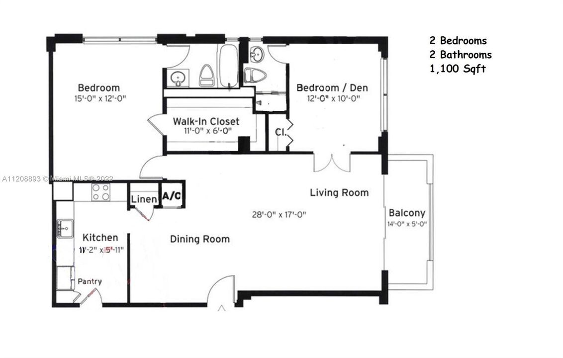 For Sale: $998,000 (2 beds, 2 baths, 1100 Square Feet)