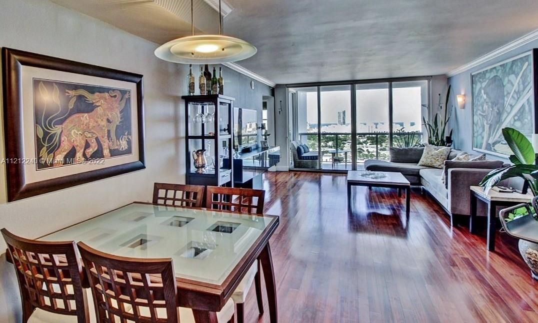 Your living/dining area with direct balcony access and a stunning views of South Beach and the ocean.
