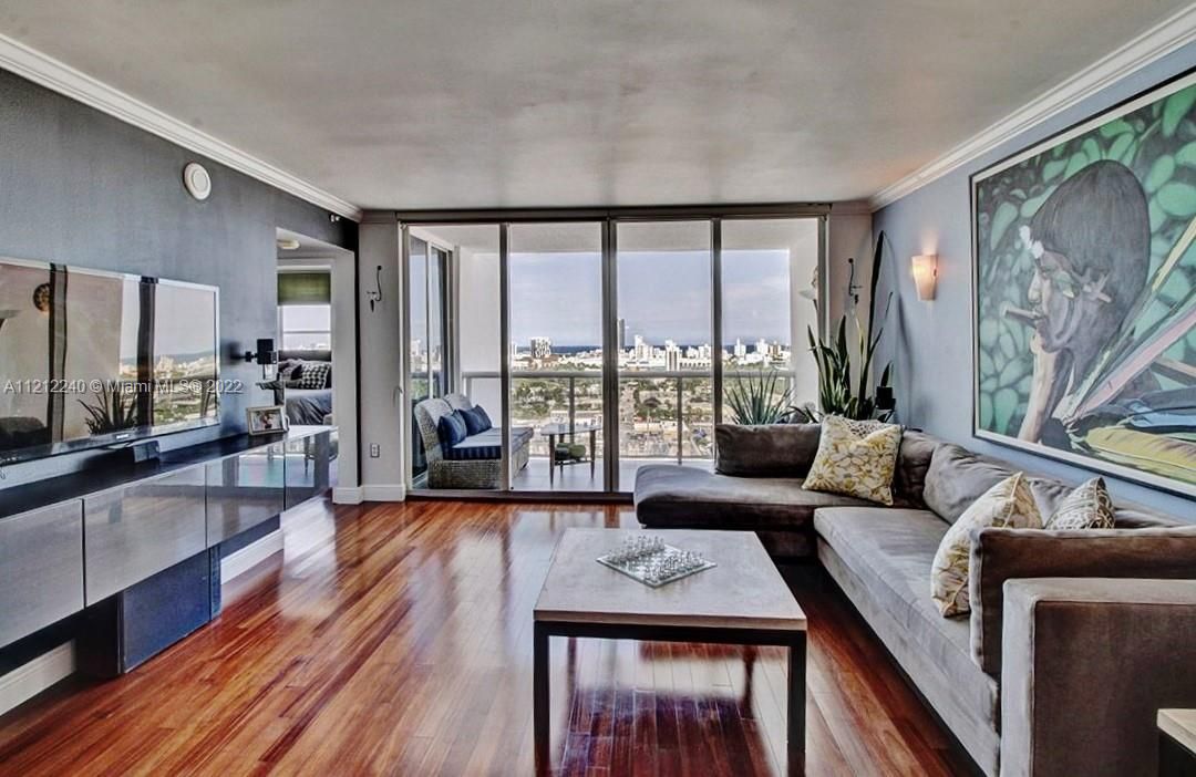Your living area with direct balcony access and a stunning views of South Beach and the ocean.