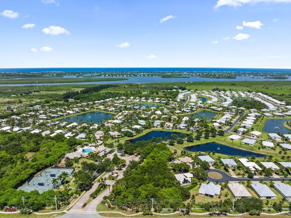 Aerial of the Antilles resort community as seen from the gated and secure entry;  centrally located in Vero Beach.