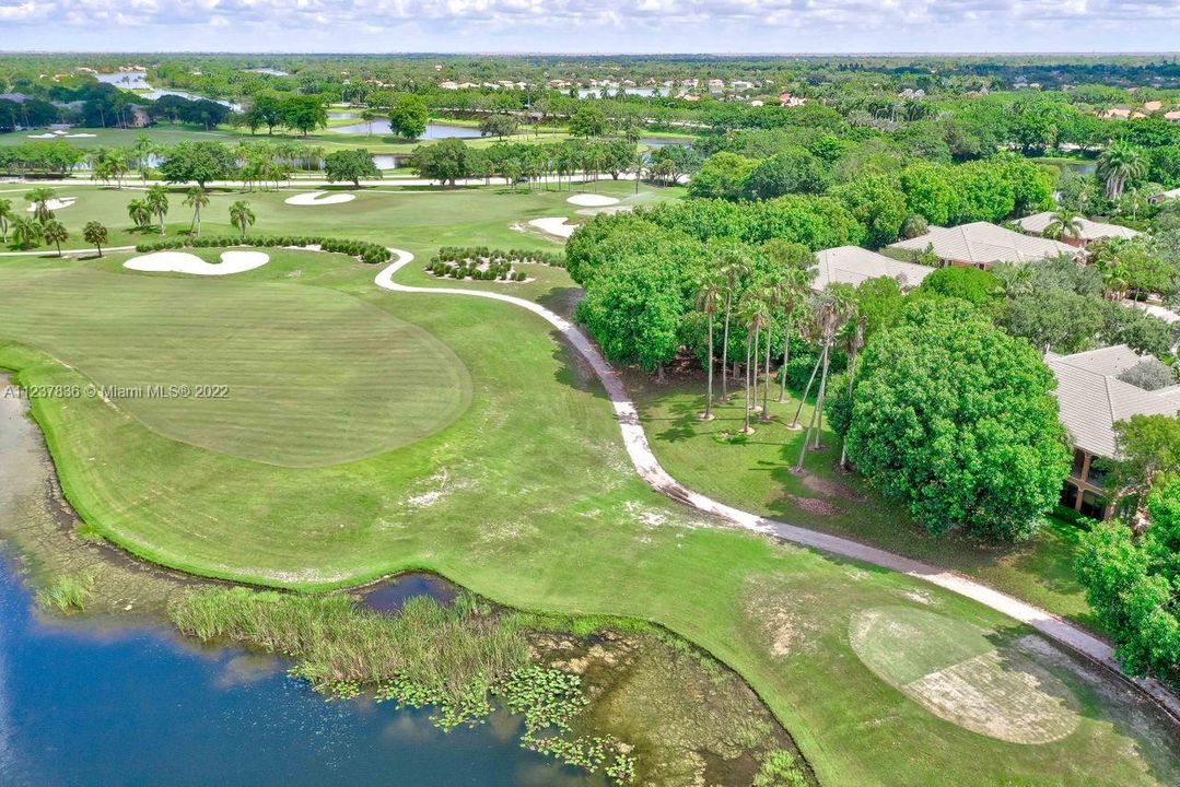 Magnificent aerial views of the golf course in Weston Hills Country Club.