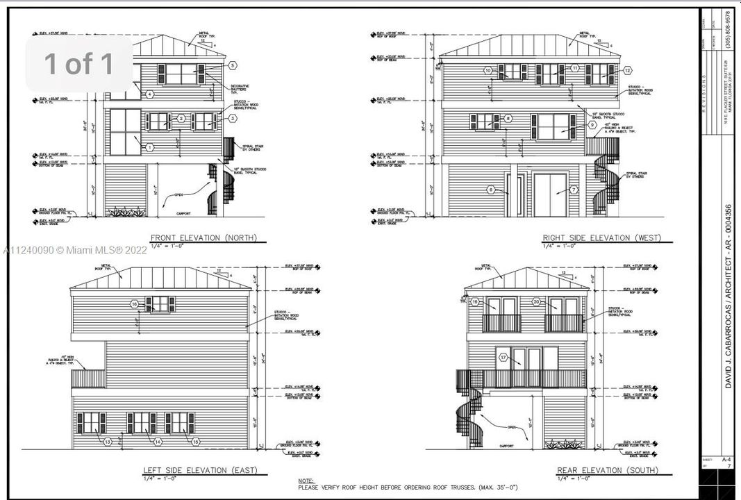 Building Plan elevations. All plans included with the purchase of the land.