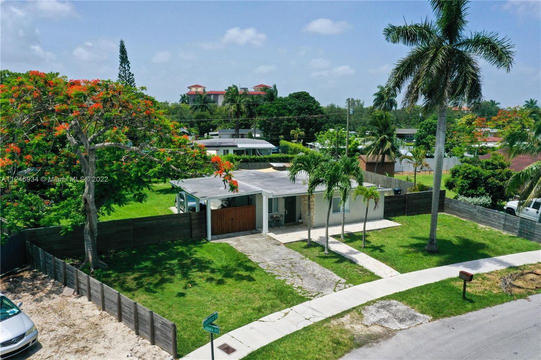 Aerial view showing stunning property and concrete roof.