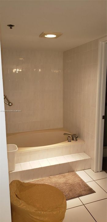 Large tub area that could be removed and renovated to larger shower/dressing area/storage.