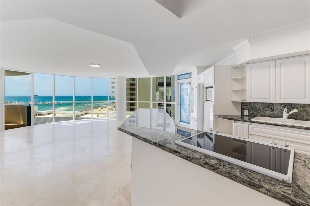 Open Kitchen with amazing view of the ocean.