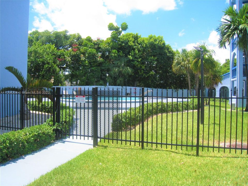 Community pool in a gated area