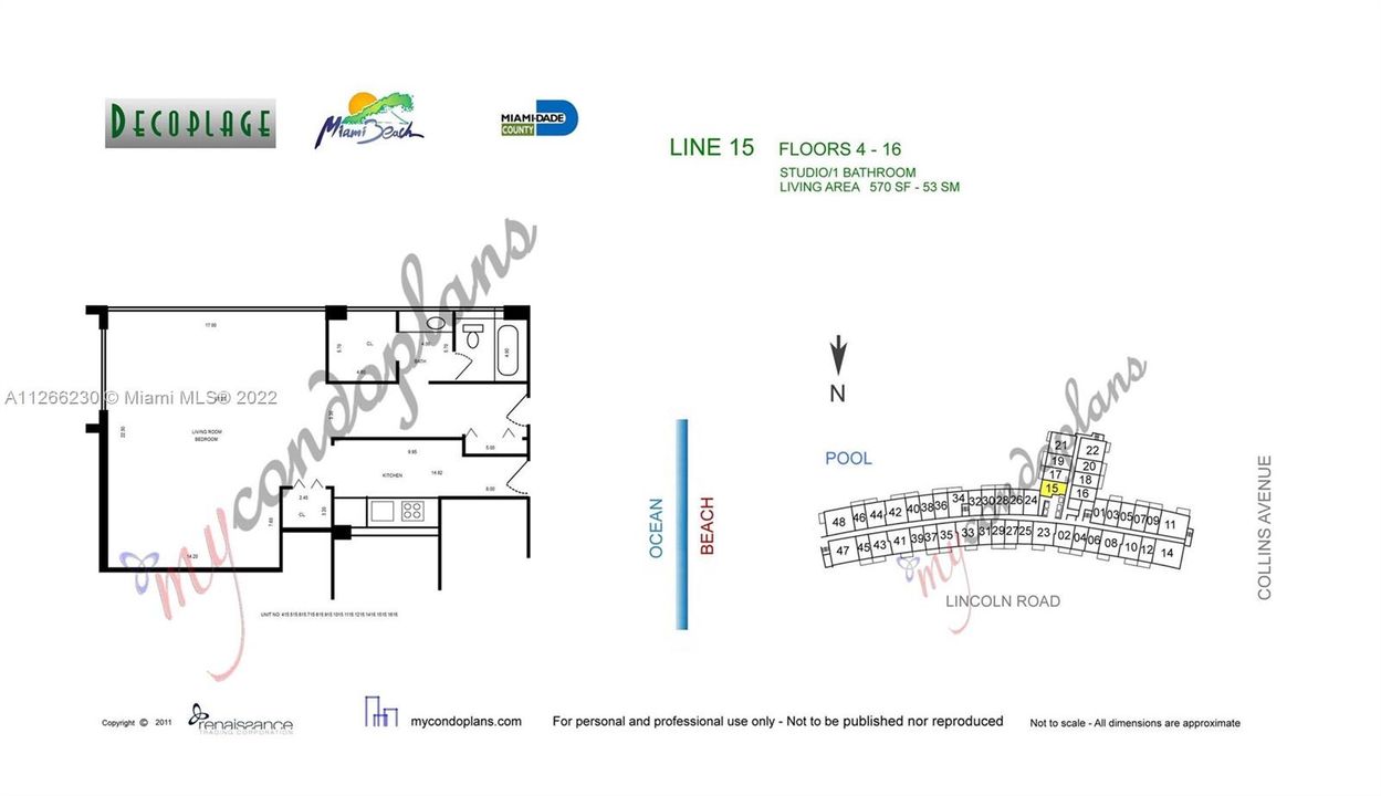 Location of unit, floorplan.