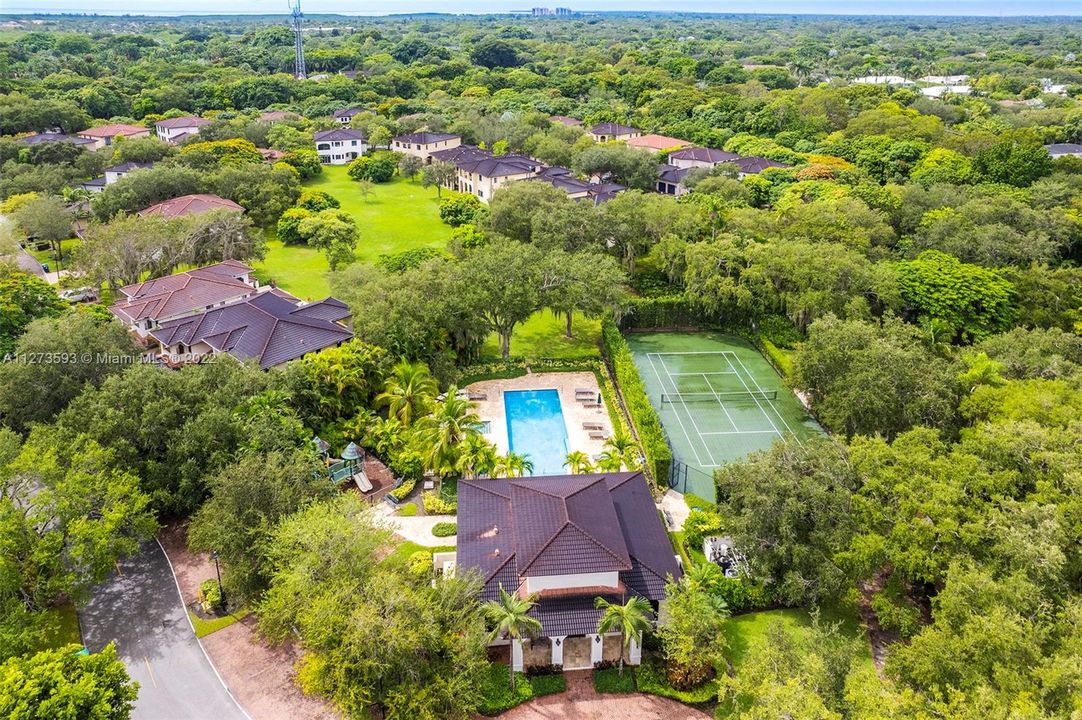 Gated community with pool, playground, and tennis club.