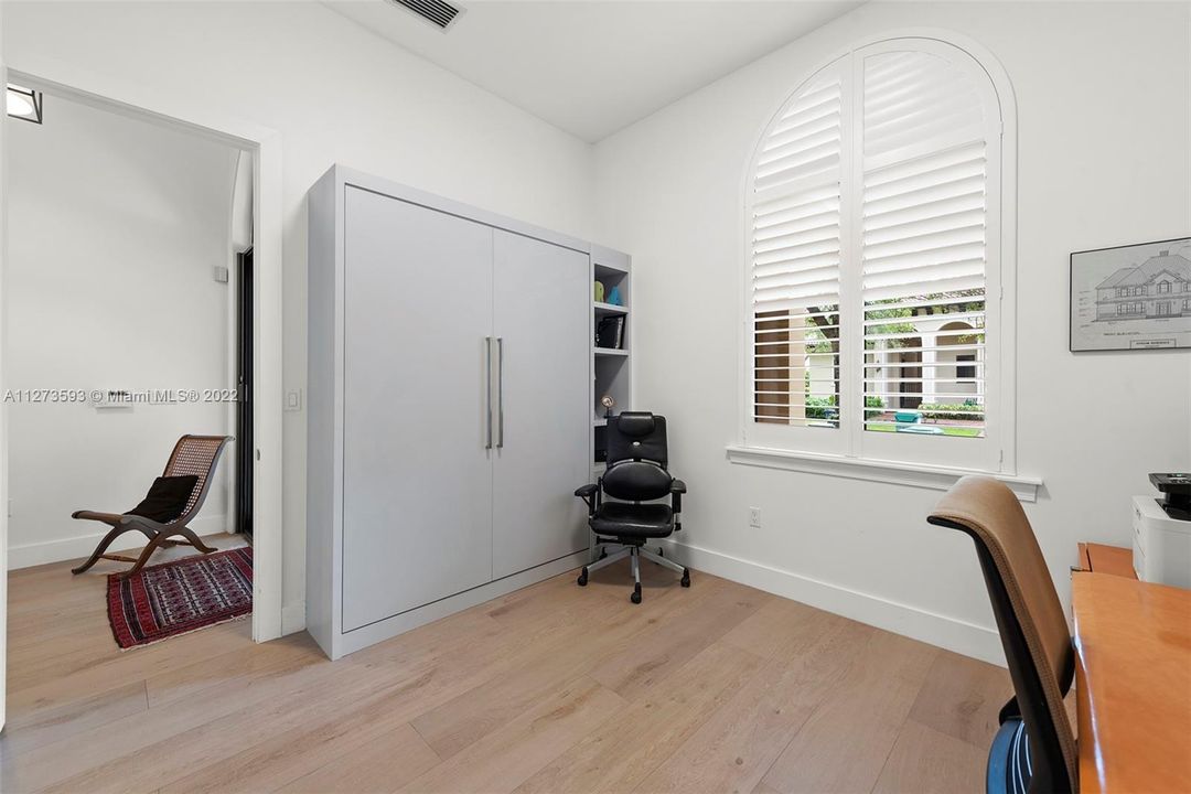 The office can be converted back into a bedroom and has a built-in Murphy bed.