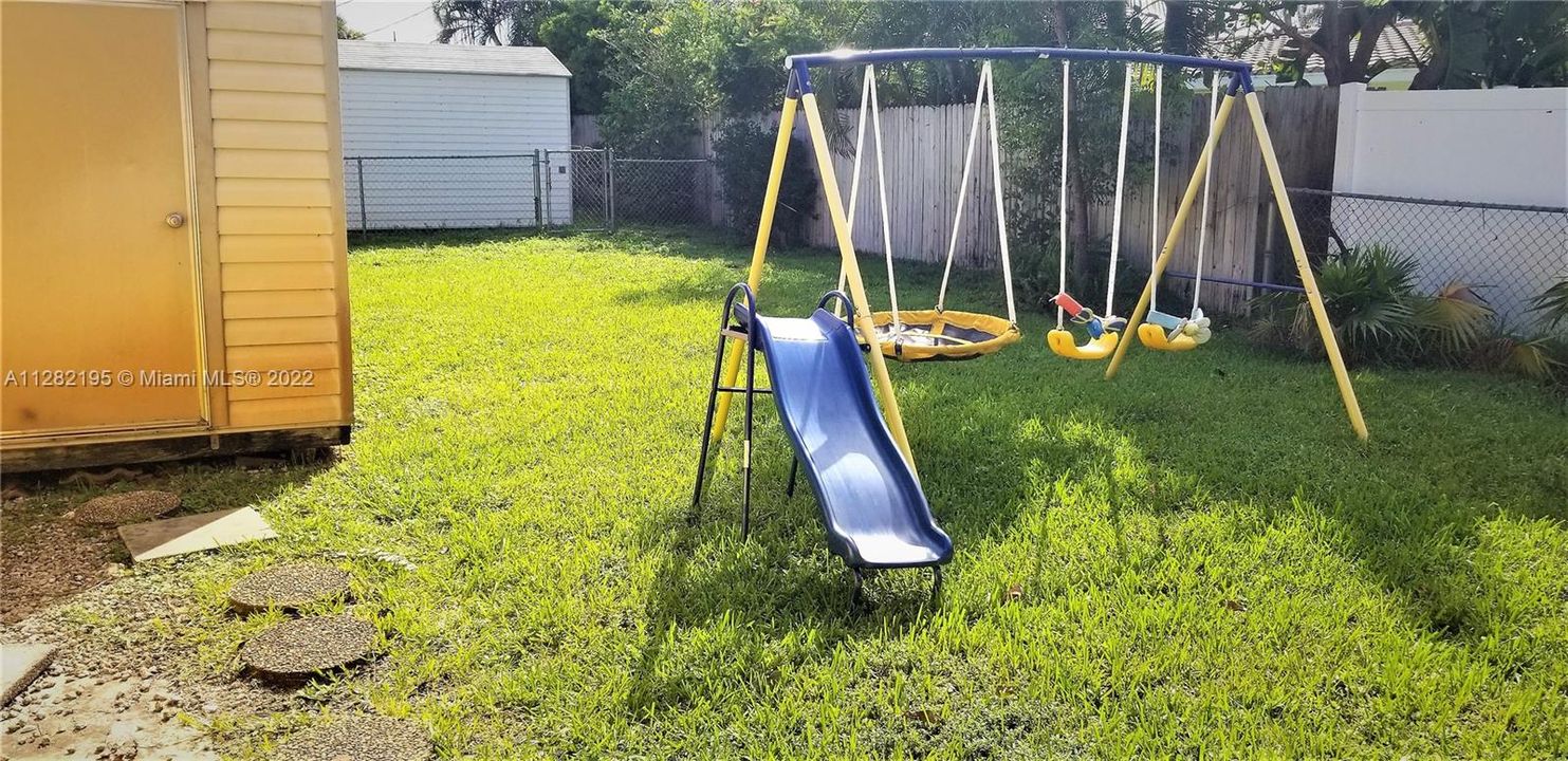 Optional swing set. Landlord will consider removing