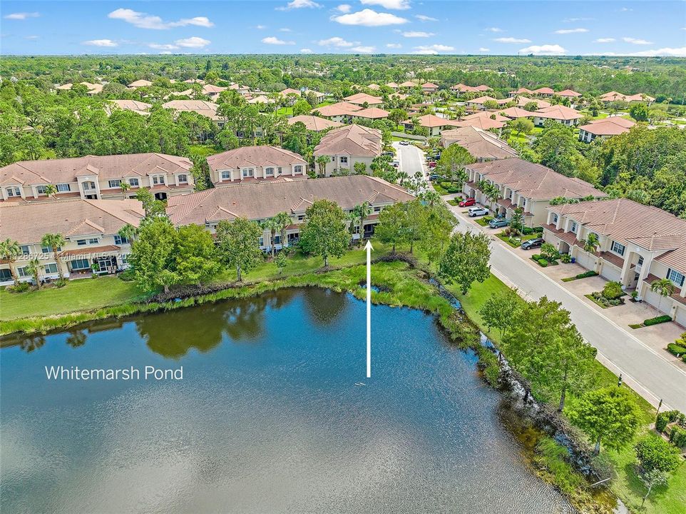 Exclusive location. Only 12 homes have lanai and living areas overlooking Whitemarsh Pond.