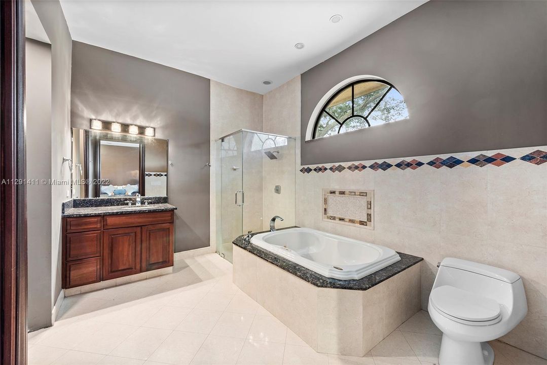 Master bath attached to the second suite in the home
