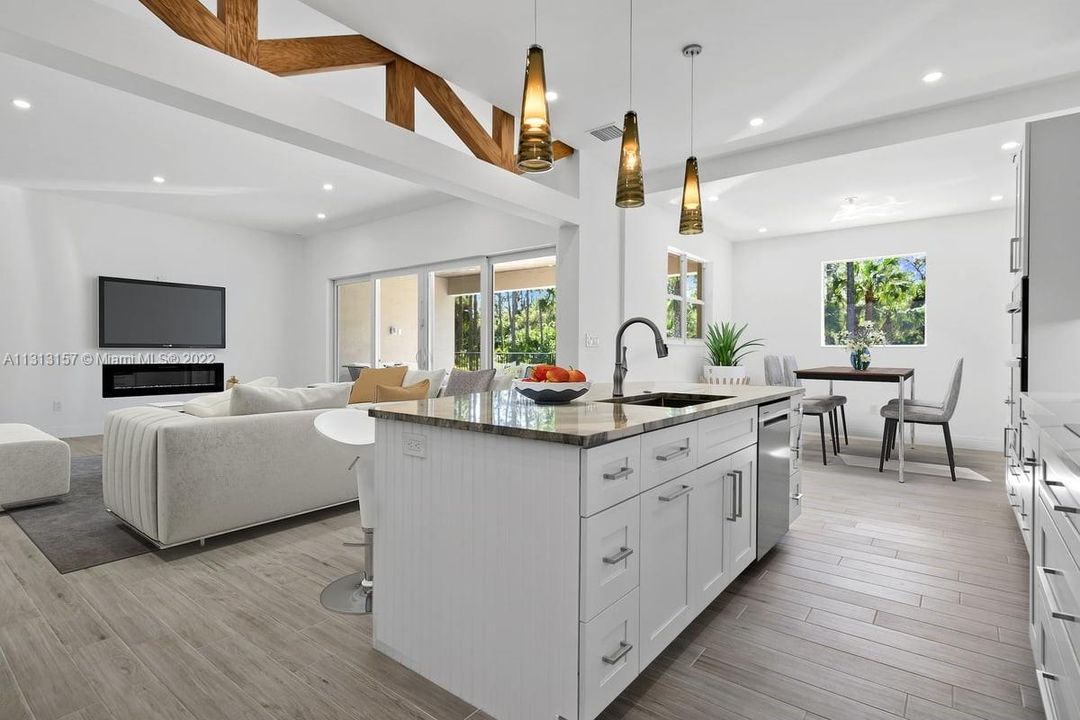 Virtually Staged Kitchen/Family Room