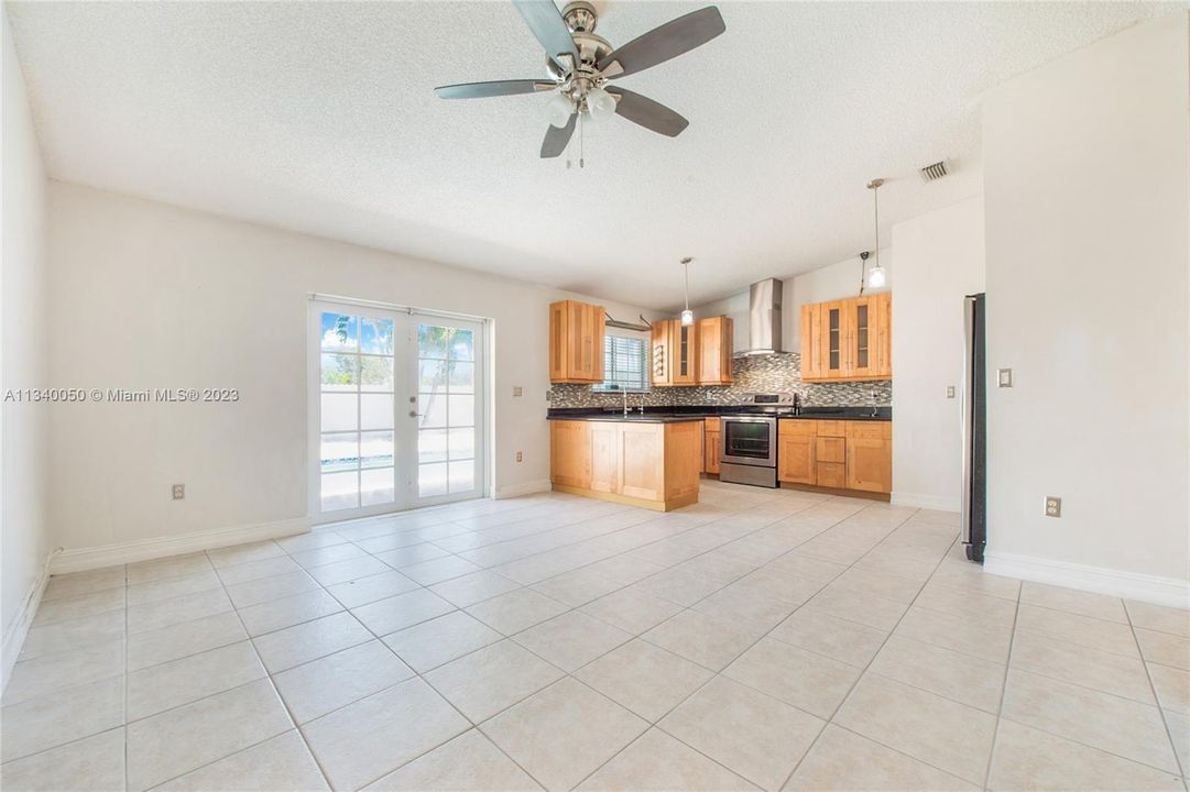 Family room opens to kitchen