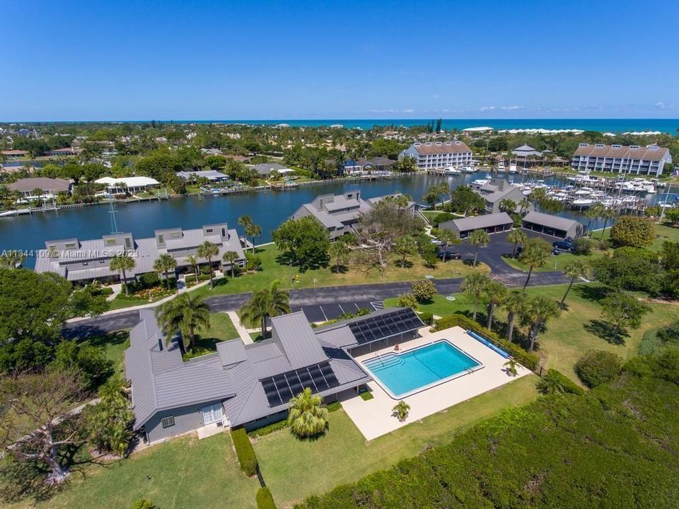 Aerial view showing community pool