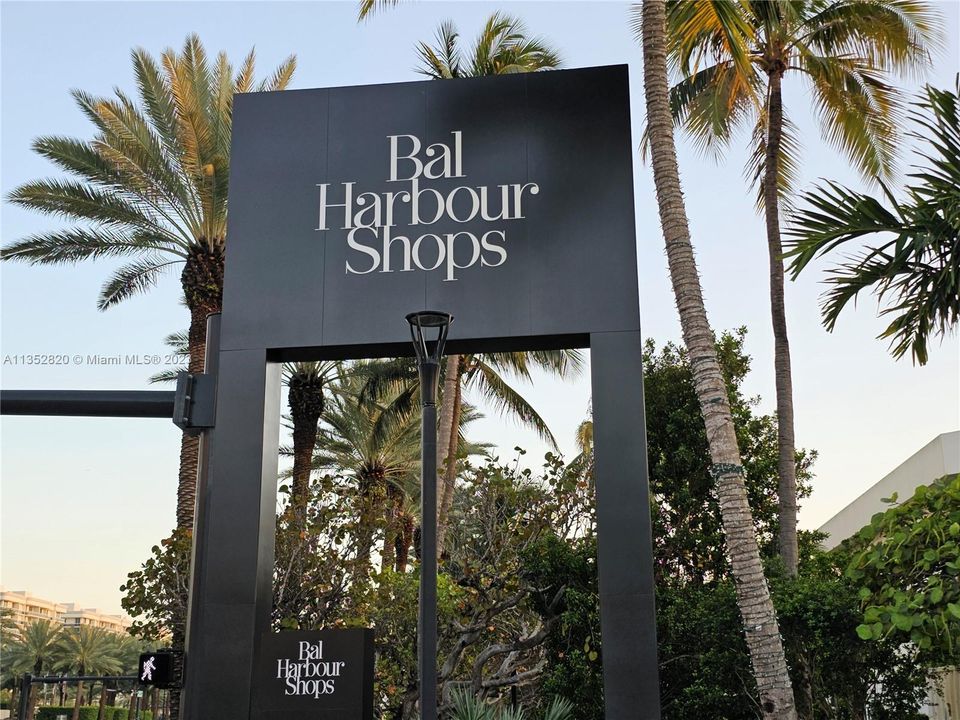 Bal Harbour Shops sign within walking distance of THE PLAZA building.