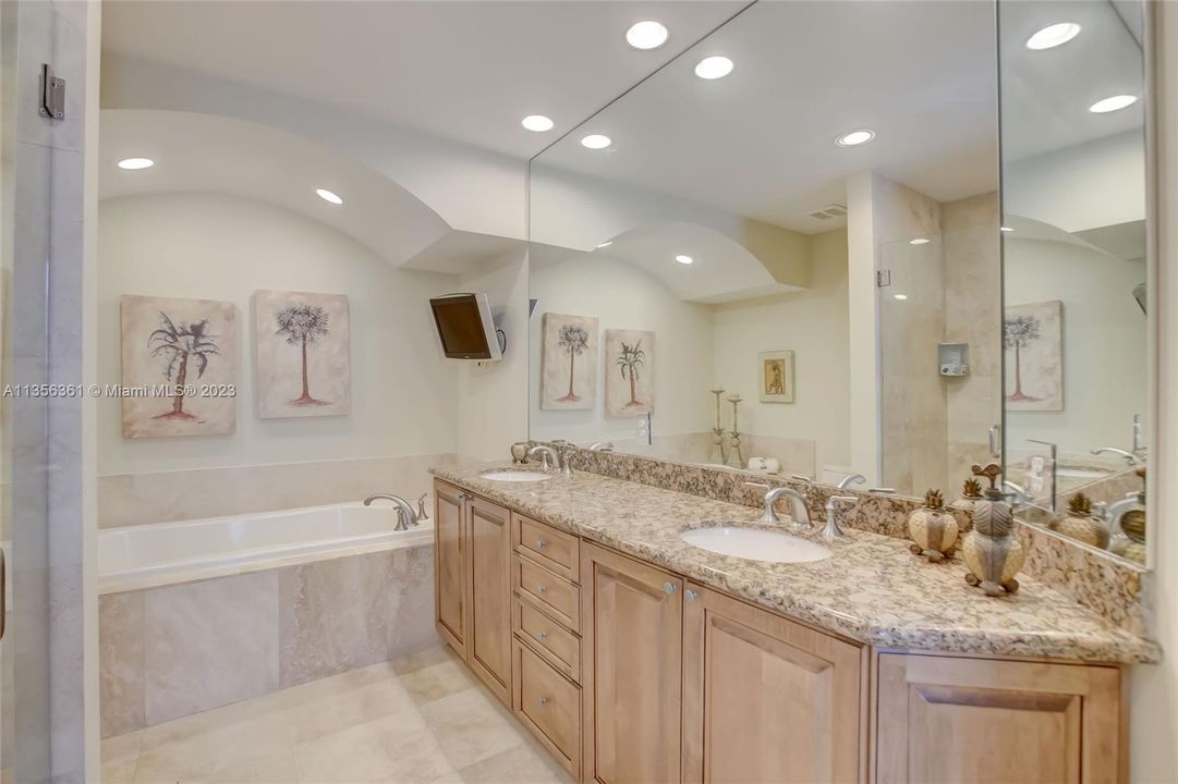 Primary Bathroom w/ separate shower and tub, dual vanity