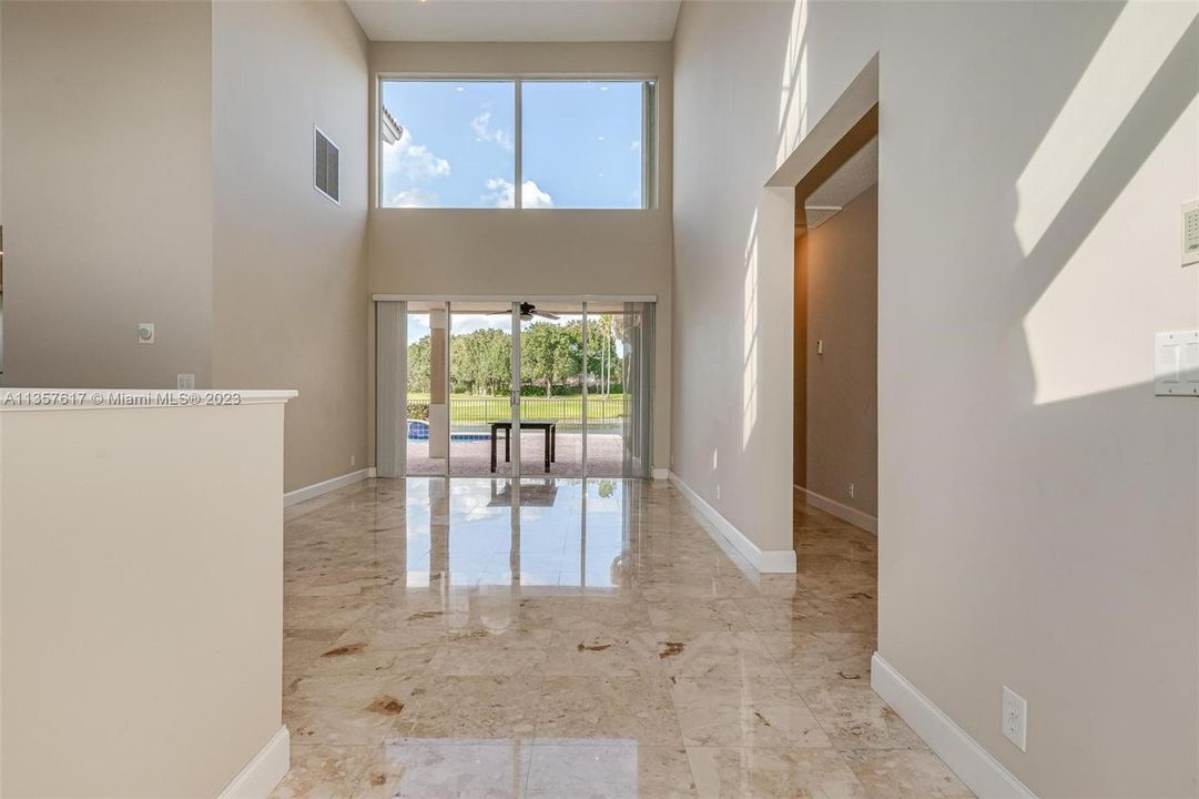 High ceilings, the large windows and open floor plan allow natural light to flow through the house, creating  a light-filled environment.