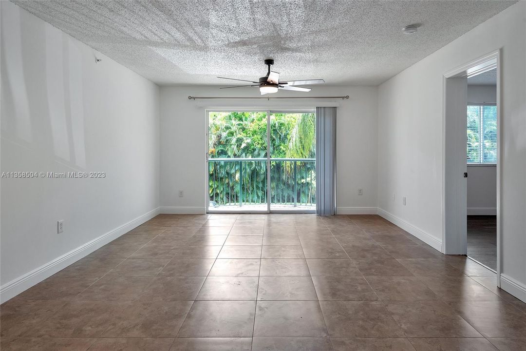 Tile floors in living area