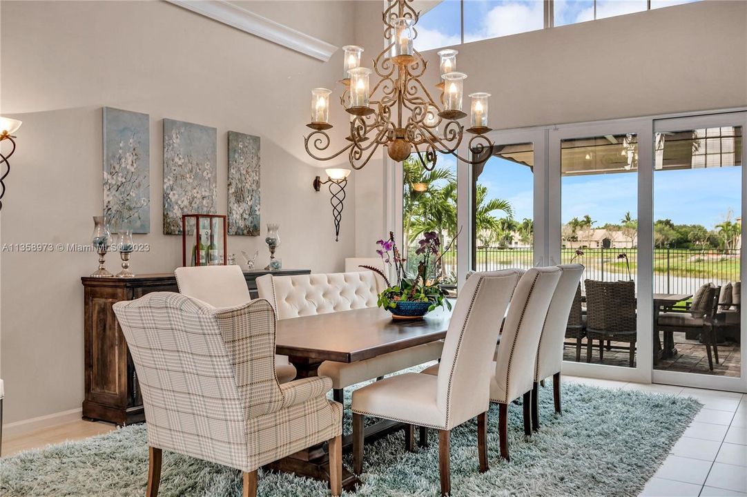 Formal dining room with views