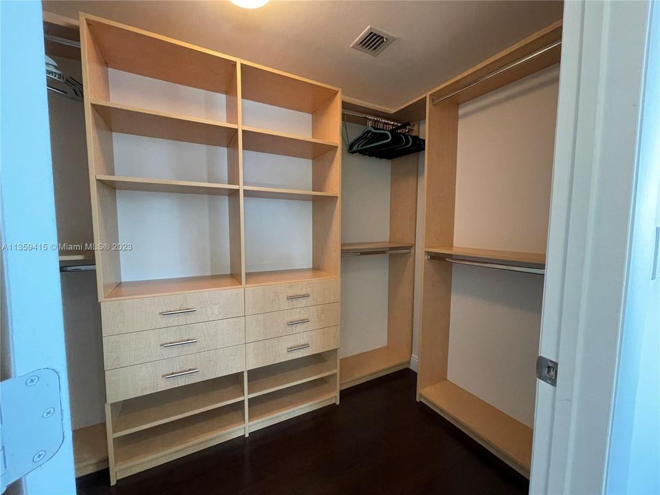 Two walking closets in the master bedroom