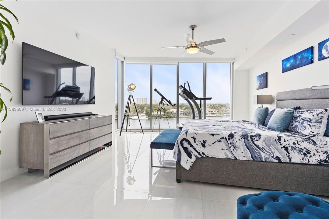 Main bedroom has incredible intracoastal, city and sunset views.