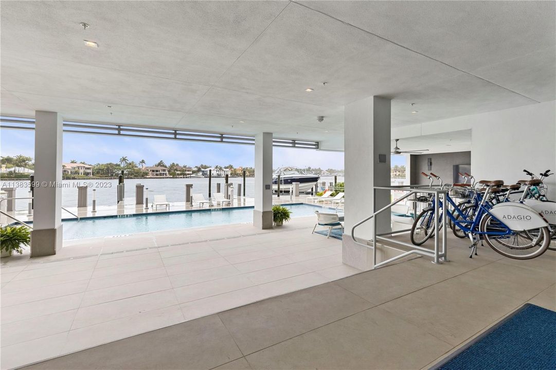 Water level pool deck.