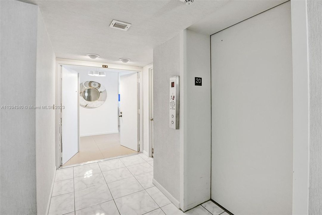 semi-private elevator, only 2 units per floor.