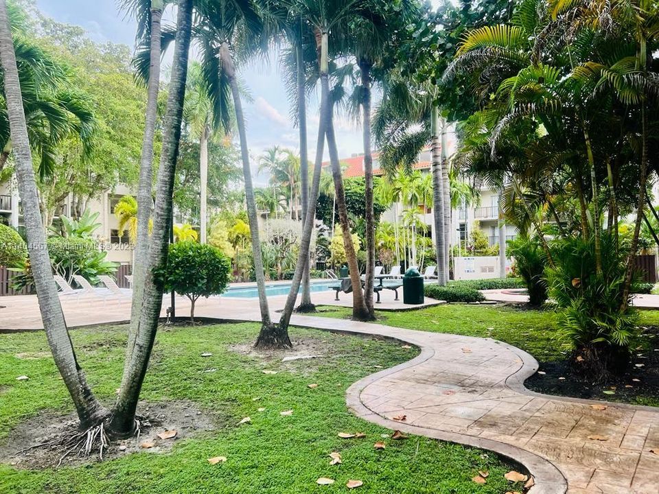 Winding pathways create a Grove feel