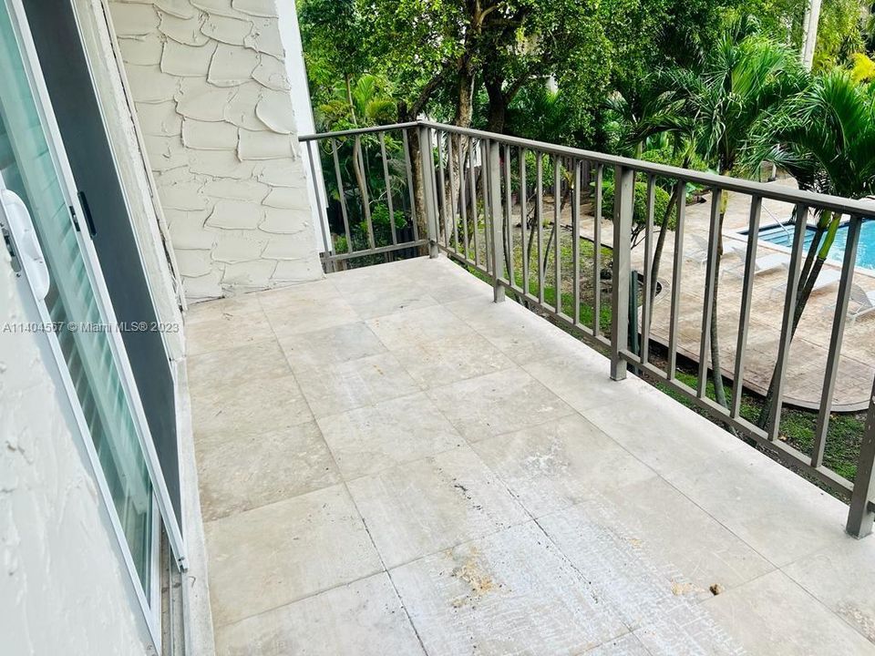 Stone tile on balcony floor