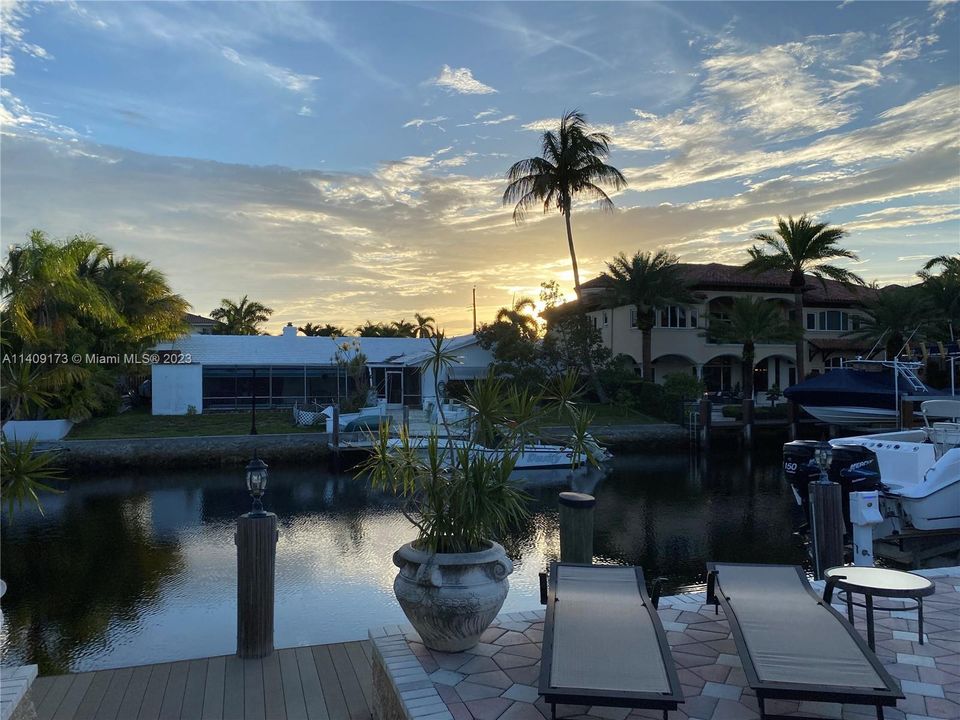 Sunset View over canal from pool and patio