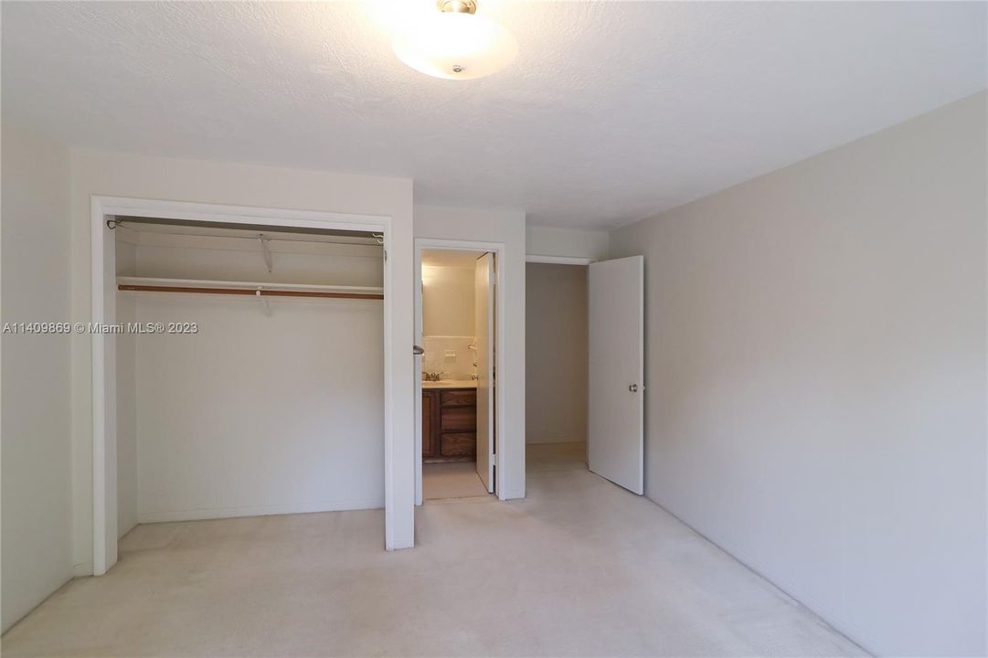 View of master bath and closet