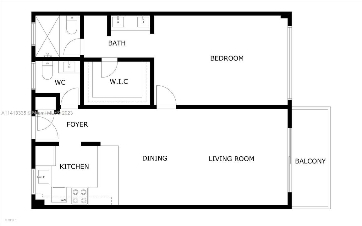 Recently Sold: $405,000 (1 beds, 1 baths, 718 Square Feet)