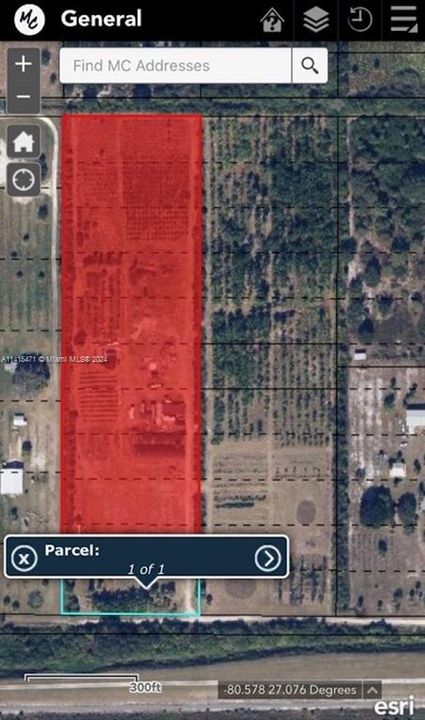Blue line indicates 1 acre lot