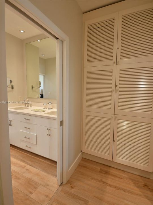 Built in closet in Master Bathroom