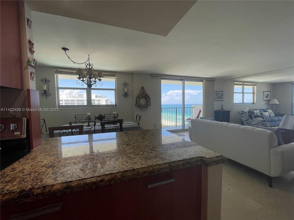 The open kitchen offers breathtaking ocean views