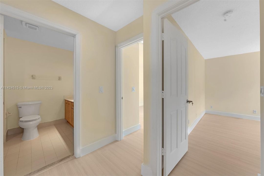 Guest bathroom and guest bedroom.