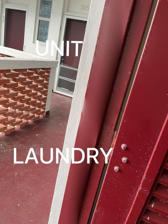 Laundry is across the hallway from unit