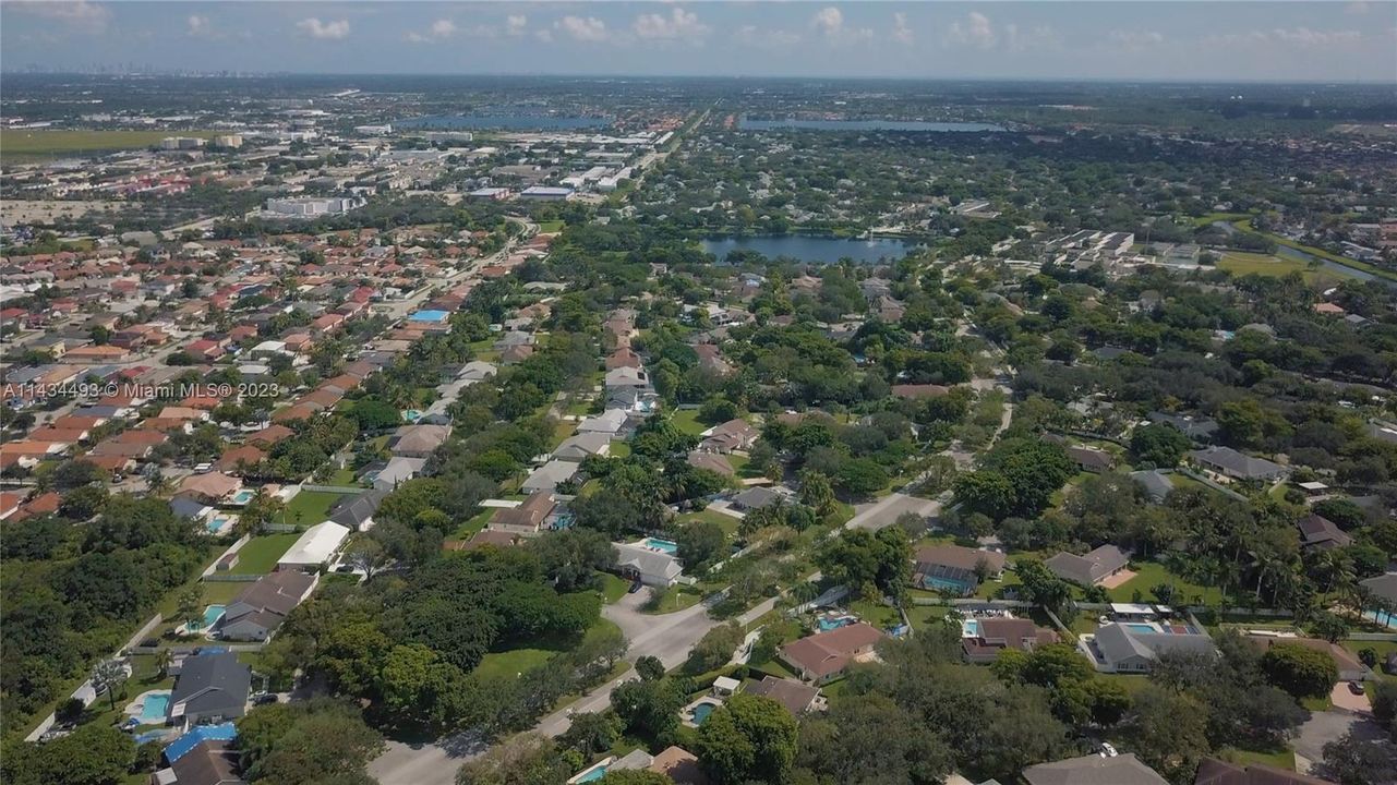 Aerial of 152 St and community
