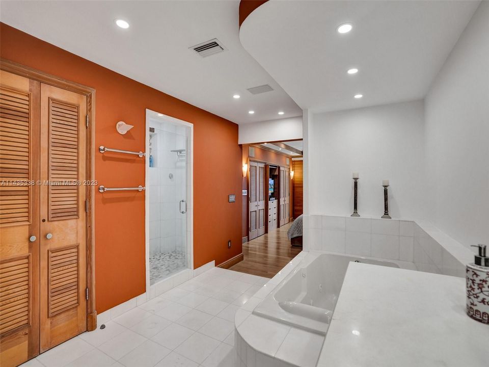 Main Bathroom,  Separate Jacuzzi Tub and shower.