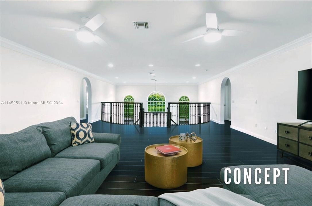 Indoor upstairs loft concept photo- Modern/Darker finishes