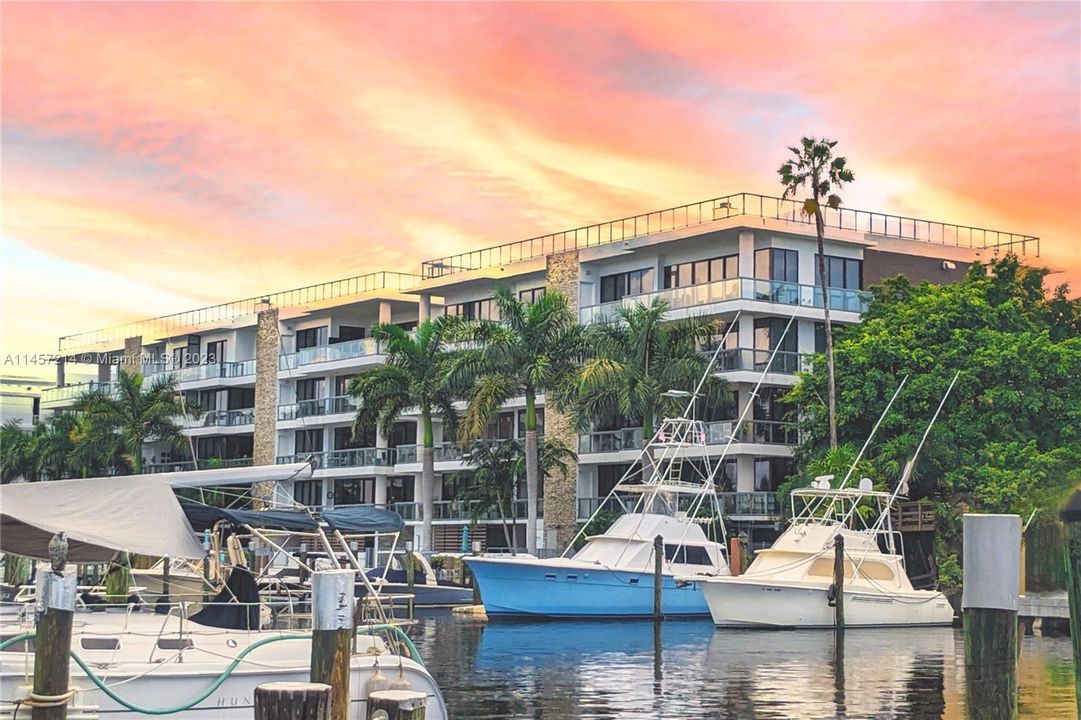 View of exterior with private docks